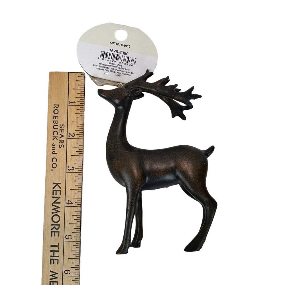 Christmas Ornaments Handmade Holiday Alpine‎ Lodge Set Of 3 Rustic Deer Tree NEW - Picture 3 of 14